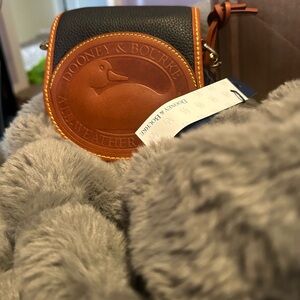 Dooney & Bourke Black with Saddle Brown Trim Leather Crossbody